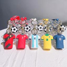 Futebol Cup Estrela do atleta camisa esporte 3D Silicone boneca chaveiro futebol fã Ronaldo Neymar Mbappé Jersey Pendent Keyring presente - Image 3