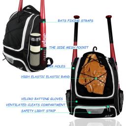 Mochila de beisebol softball com compartimento de sapatos, Bolsa de bastão softball ao ar livre para jovens e adultos, Bolsa de ombro esportiva grande capacidade - Image 3