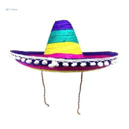 Chapéu de palha mexicano para festas, chapéu mexicano, boné decorativo, cocar protetor, performance do festival, Fedoras - Image 4