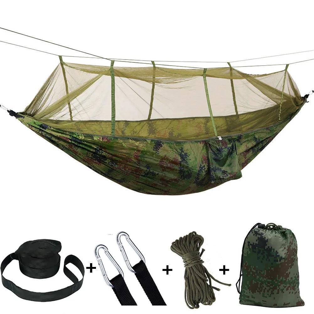 Hammock Camping Outdoor portátil com Mosquiteiro, Alta Resistência Parachute Tecido Hanging Bed, Caça Swing Dormir, Leve - Image 1