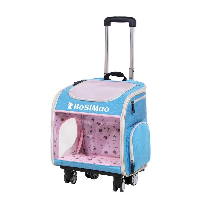Carrinho sobre rodas Carrinho de estimação Mala de transporte para cachorro Saco de gatos Carrinho de cachorro Mochila de viagem com rodas - Image 1