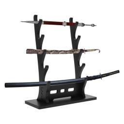 Suporte de espada de 4 camadas, mesa de suporte de katana preta, rack de espada de madeira para rapier de espada de katana tanto - Image 1