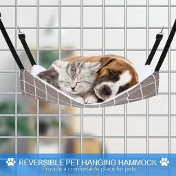 Rede suspensa com alças ajustáveis, gaiola dupla face para animais de estimação, cama de descanso para animais pequenos, gato - Image 3