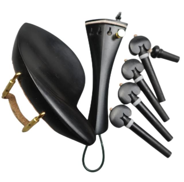 Peças Premium para Violino em Madeira Ébano: Acessórios Completo com Pegs, Talha, Endpin, Chinrest, Cortiça e Fine Tuner - 4 Tamanhos Disponíveis