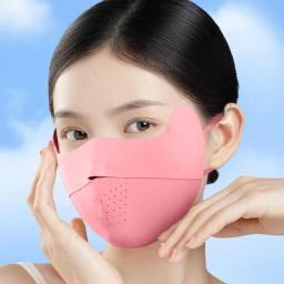 Mulheres homens protetor solar capa facial esportes ao ar livre ciclismo respirável lavável reutilizável gelo seda cobrindo riging caça caminhadas - Image 2