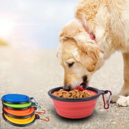 Dobrável Silicone Comida e Água Bowl para Animais de Estimação, Suprimentos Dobráveis Portáteis, Mosquetão, Acampamento ao ar livre, Viagem, Pratos - Image 1