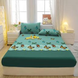 3-Piece Set Folha equipada com padrão de borboleta, impresso tampa da cama, simples e moderno, fosco, quarto, cama - Image 2