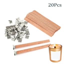 Pavio De Vela De Madeira Com Clipes De Metal, DIY Handmade Candle Making, Suprimentos De Núcleo De Madeira Sem Fumaça, Cera De Soja, 20Pcs - Image 1