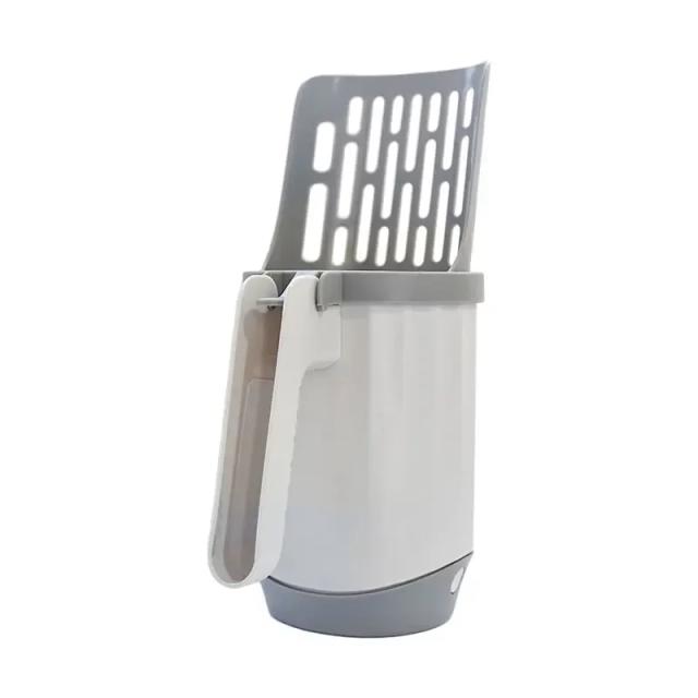 Colher de Pá para Areia de Gato com Saco de Recarga e Filtro - Selecionador de Lixo para Banheiro Limpo e Suprimentos de Higiene para Gatos