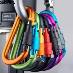 Liga de alumínio D-Shape Mosquetão, Segurança fivela Keychain com trava, Botão de escalada, Camping e caminhadas gancho - Image 1