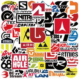 50 pçs legal dos desenhos animados esqui marca logotipo adesivos para portátil telefone bagagem guitarra snowboard à prova dwaterproof água graffiti decalques de vinil - Image 1