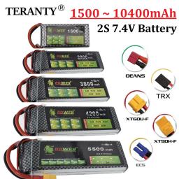Bateria 2S Lipo 7.4V RC, 1500, 2800, 3300, 3800, 4200, 5500, 6000mAh, com T XT60, Conector TRX, RC, Carro, Drone - Image 1