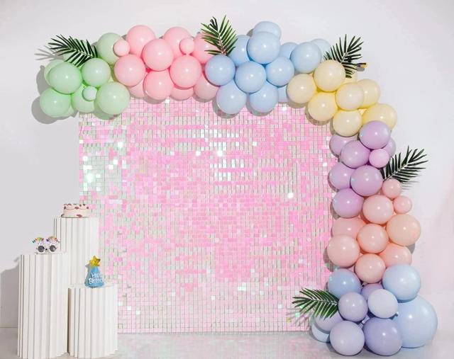 Painel de Parede de Lantejoulas Rosa Shimmer para Decoração de Festa de Aniversário e Casamento - Conjunto com 36 Painéis