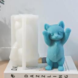 Molde De Silicone De Vela Grande Gato Bonito, Aromaterapia 3D, Artesanato De Gesso, Cozimento De Chocolate DIY, Fabricação De Blocos De Gelo - Image 4