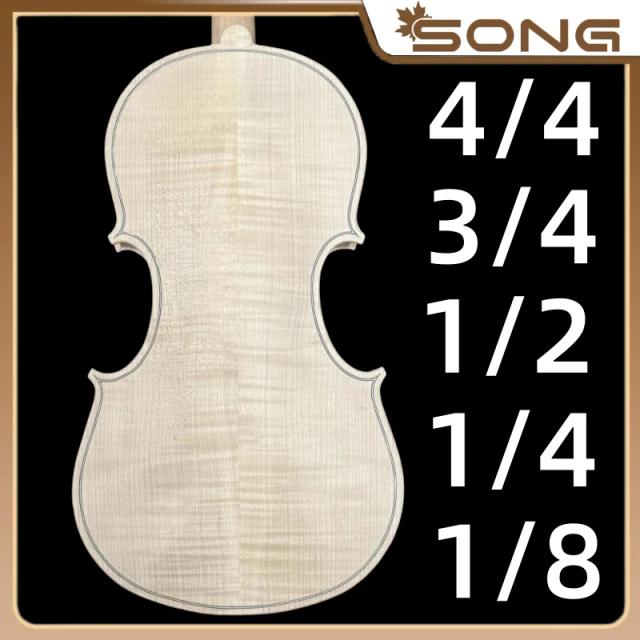 Violino 4/4 Feito à Mão Chama Bordo Branco Ébano Russo Abeto