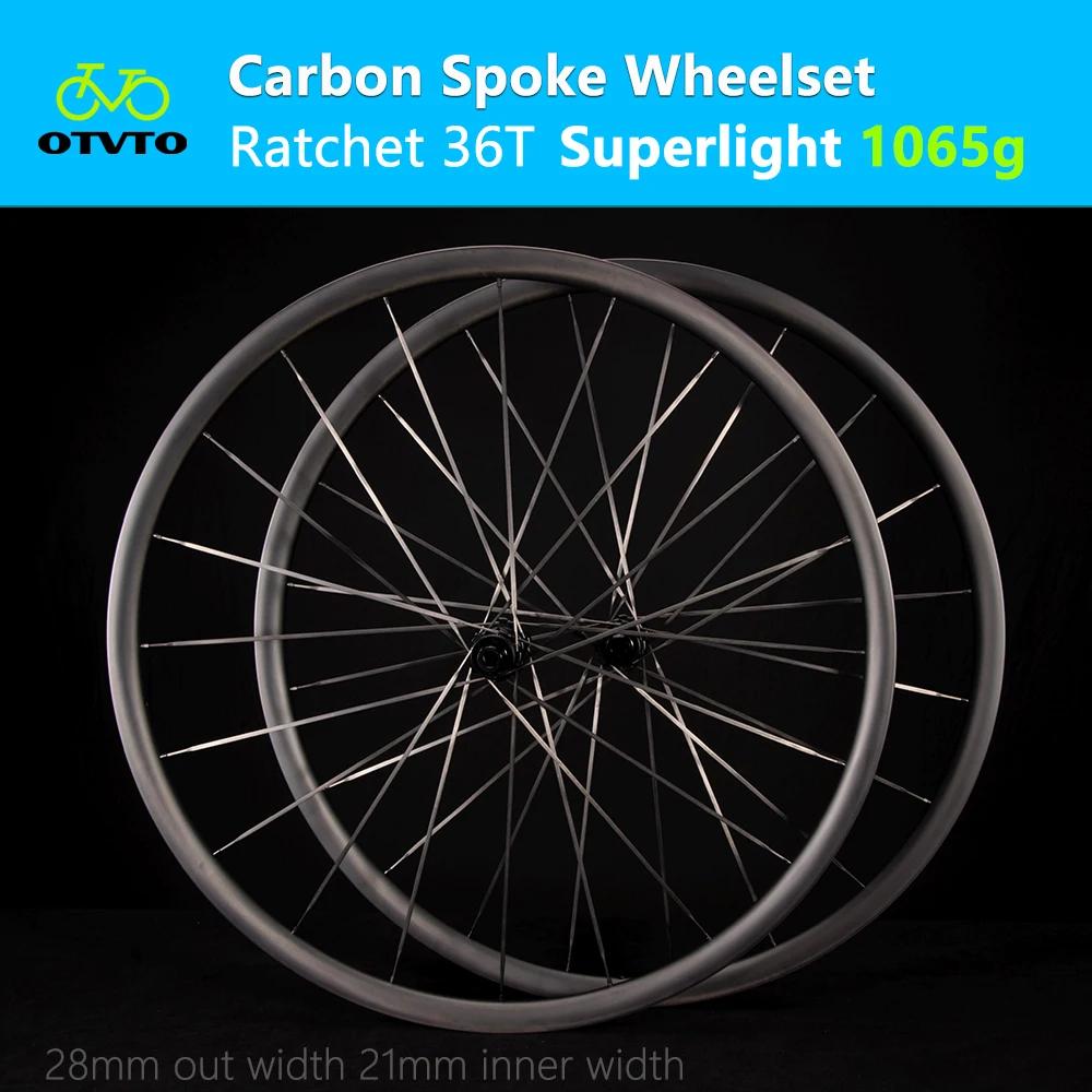 Conjunto de rodas de raio de carbono para bicicleta de estrada, 700c, 28mm de largura externa, sistema de catraca de freio a disco, 36t, 20 furos, personalizado - Image 1