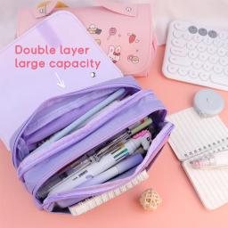 Estojo para Lápis Kawaii para Meninas, Saco De Armazenamento De Caneta de Grande Capacidade, Bolsa De Descompressão, Papelaria Criativa Coreana, Material Escolar, Bonito - Image 3