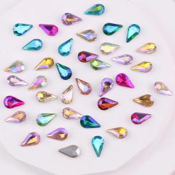 AB cores 3*6mm 6*10mm 8*13mm waterdrop gota de água teardrop forma de pêra cristais de vidro strass Cola no ornamento diy corte - Image 2