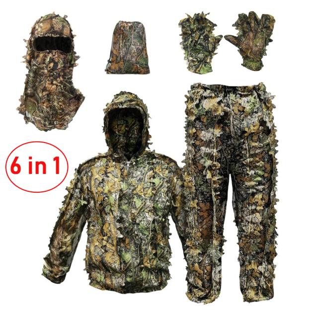 Terno de Caça Respirável Camuflado para Homens com Capuz, Leve e Ideal para Aventura em Altura de 100 a 190 cm