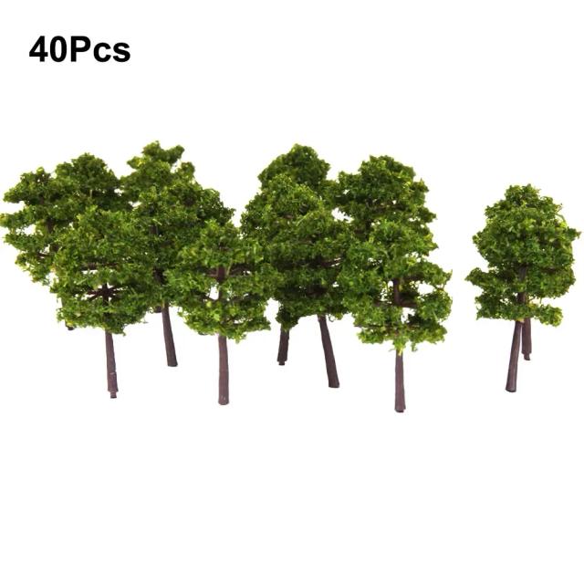 Árvores Modelo Verde Profundo 40 Peças 5cm para Layout de Cenário Ferroviário