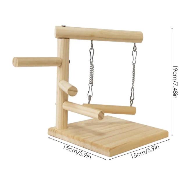 Suporte Durável de Madeira Antiderrapante para Papagaios - Playground Interativo e Brinquedos de Treinamento