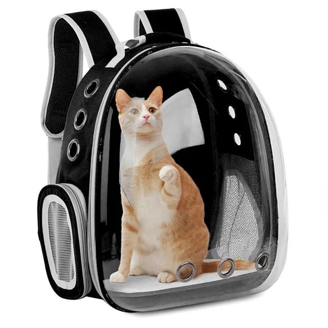 Mochila Espacial Transparente e Respirável para Gatos e Cachorros - Saco de Transporte Portátil