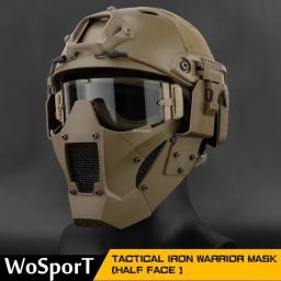 Máscara de tiro airsoft malha de aço respirável caça wargame máscara protetora tático meia máscara facial para capacete rápido - Image 1