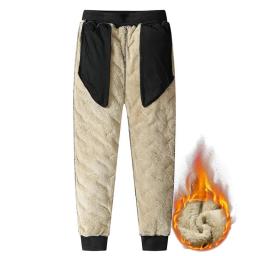 Inverno sweatwear masculino de pelúcia grosso velo sweatpant lambswool calças térmicas calças casuais à prova dwindproof água vento calças de algodão quente - Image 6