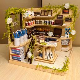 Loja de Pigmentos Casa Casas de Bonecas, Kits de Construção em Miniatura, Dollhouse com Móveis, Villa para Meninas, Presentes de Aniversário - Image 3