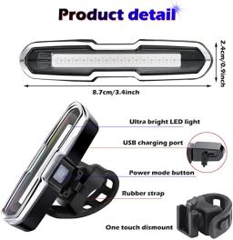 Luz traseira da bicicleta ultra brilhante usb recarregável de alta intensidade led cauda luz acessórios para ciclismo mountain bike luz - Image 4