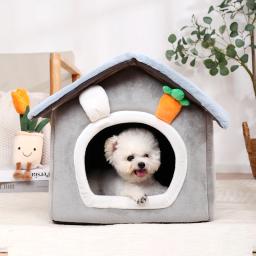 Casa dobrável interior para cães e gatos, sofá quente, canil, tapete de cama para pequeno, médio, grande, caverna de cachorro, ninho de gatos, produtos para animais, inverno - Image 3