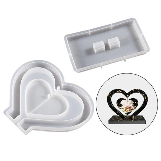Moldura de Resina em Forma de Coração - Molde de Silicone para Artesanato Personalizado e Decoração de Mesa