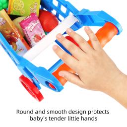 Carrinho de compras de simulação infantil, carrinho de compras de frutas e vegetais Guojiajia, equipado com um carrinho e 16 acessórios - Image 3