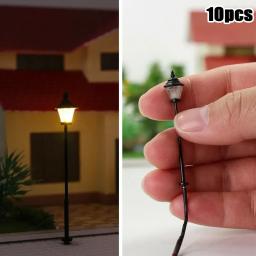 10 pçs modelo ferroviário lamppost led parque lanternas lâmpadas 45mm escala n 1: 160 modelo ferroviário bonsai decoração para ferroviário & layout de construção - Image 6