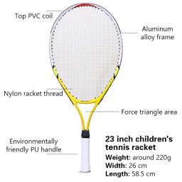 Raquete De Tênis De Liga De Alumínio Especial Para Adolescentes, Fio De Nylon Forte, Treinamento Infantil, 23" - Image 4