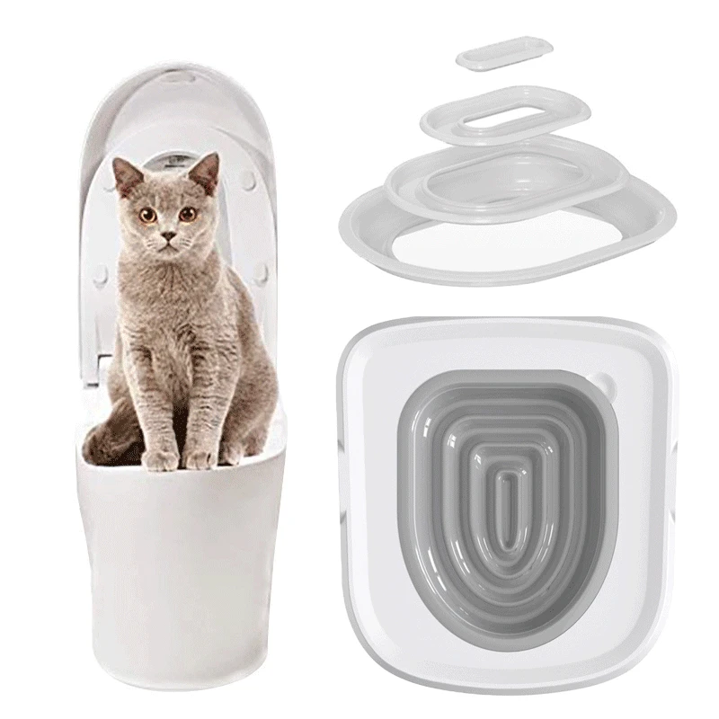 Kit de treinamento de banheiro para gatos, caixa de areia para filhotes de gatos, tapete de areia para gatos, treinador de banheiro, limpeza de animais de estimação, treinamento de gatos, assento de vaso sanitário - Image 1