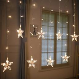 Cortina de luz led com estrela, 2.5m, guirlanda de 220v, iluminação para áreas externas/internas, lâmpada de fadas, casamento, feriado, decoração de festa - Image 2