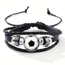Bracelete ajustável do botão instantâneo do vidro, couro tecido, futebol, basquetebol, basebol, esporte - Image 2