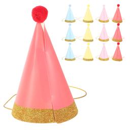 12pçs chapéu de festa com pompom para crianças, chapéu para cone de aniversário, adereços fofos para fotos, presentes para crianças - Image 5