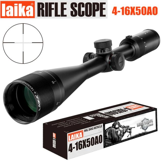 Laika 4-16x50ao caça rifle escopo vermelho & verde iluminado mira telescópica