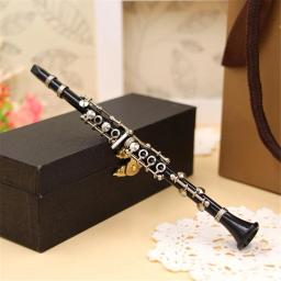 Mini Clarinete Modelo Instrumento Musical Miniatura Desk Decor Display Com Caixa De Couro Preto + Suporte Dropship - Image 2