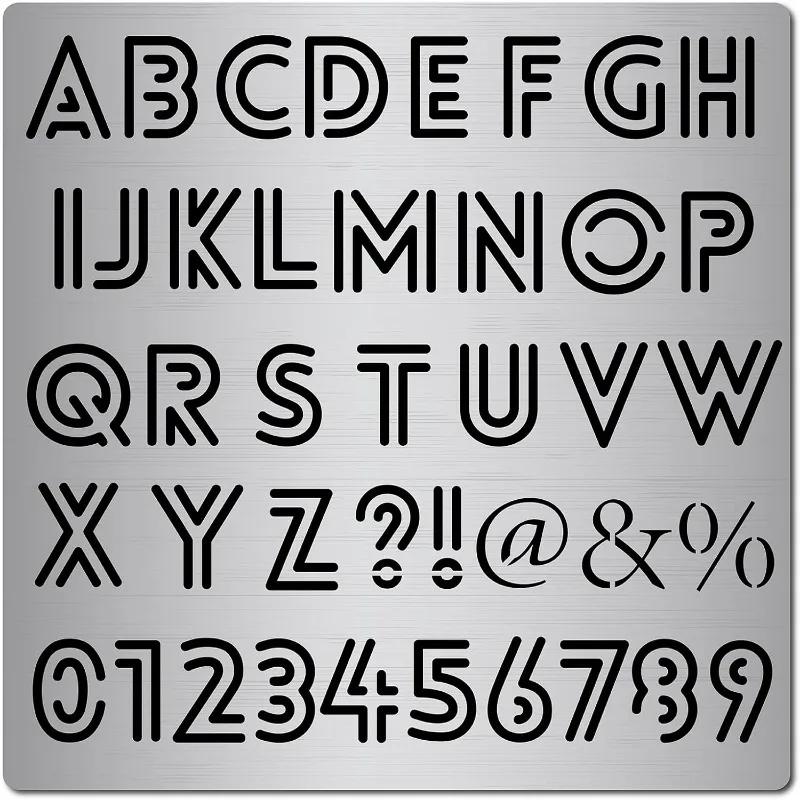 Stainless Steel Letter and Number Stencil, Metal Lettering, Alphabet Symbol, Painting Template, Journal Tool, 6.3 in, 1 PC - Image 1