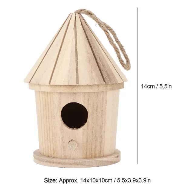 Casa para Pássaros de Madeira Redonda para DIY: Ninho Suspenso Ideal para o Seu Jardim