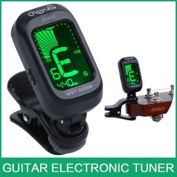 Afinador de guitarra tipo clipe acústico digital rotativo clip-on sintonizador display lcd para guitarra acústica cromática baixo ukulele guitarra - Image 1