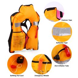 Jaqueta salva-vidas profissional para adultos, colete inflável manual, roupa de banho para natação e pesca, jaqueta de sobrevivência para esportes aquáticos, 2023 - Image 5