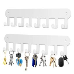 Suporte de chave adesivo Wall Mount, Chaveiro, Suporte chave preto decorativo, 8 ganchos - Image 2