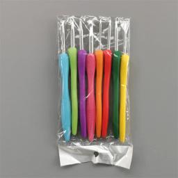Agulhas de alumínio com borracha macia Grip, Crochet Hook, alças almofadadas, tricô colorido, 2.5-6.0mm, 8 PCs/Set - Image 1