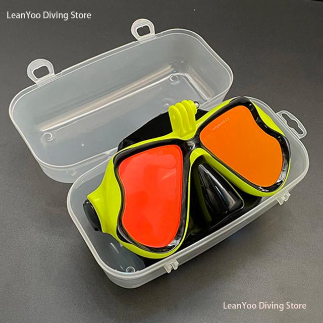 Máscara de Natação em Silicone Espelhado com Suporte para GoPro - Goggles Confortáveis para Mergulho Adulto com Caixa Transparente