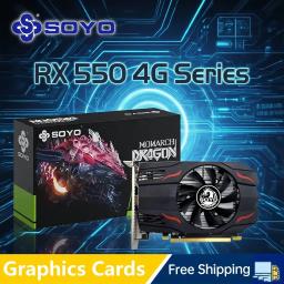 Soyo amd gpu radeon rx 550 4g gpu rx 560 gddr5 componentes de computador pc jogos vídeo r9 370 r7 350 placa gráfica rx550 - Image 1