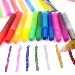 DIY Color Desenho Glitter Pó, adesivo Rglitter, Papel de decoração, artesanato, arte da pintura, cola líquida Pen, 6 pcs, 12 pcs - Image 1